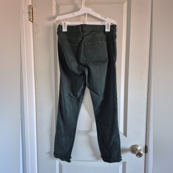 Loft Dark Forest Green Fringe Skinny Ankle Denim Jeans - Picture 4 of 5